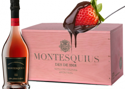 Montesquius 1918 Gran Reserva Brut Nature y fresas con chocolate
