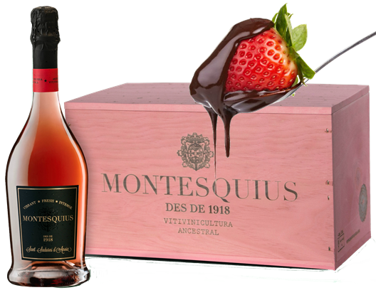 Montesquius 1918 Gran Reserva Brut Nature y fresas con chocolate